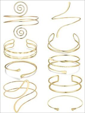 9pc Copper Upper Arm Cuff Set Boho Swirl Adjustable Armbands Jewelry